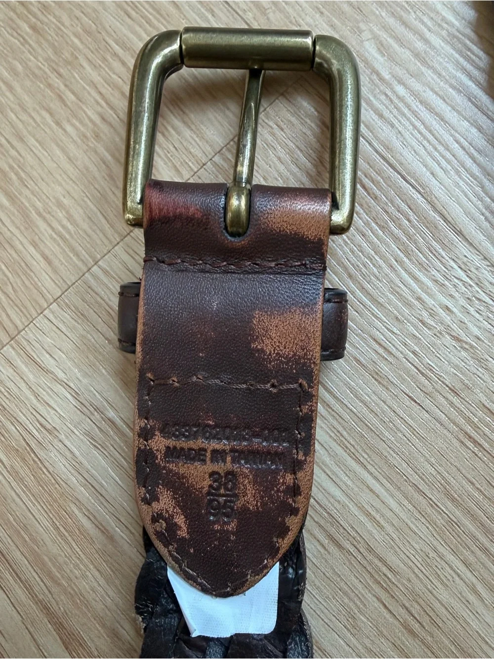 Vintage Ralph Lauren Double RL Brown Woven Braided Leather Men’s Belt 38